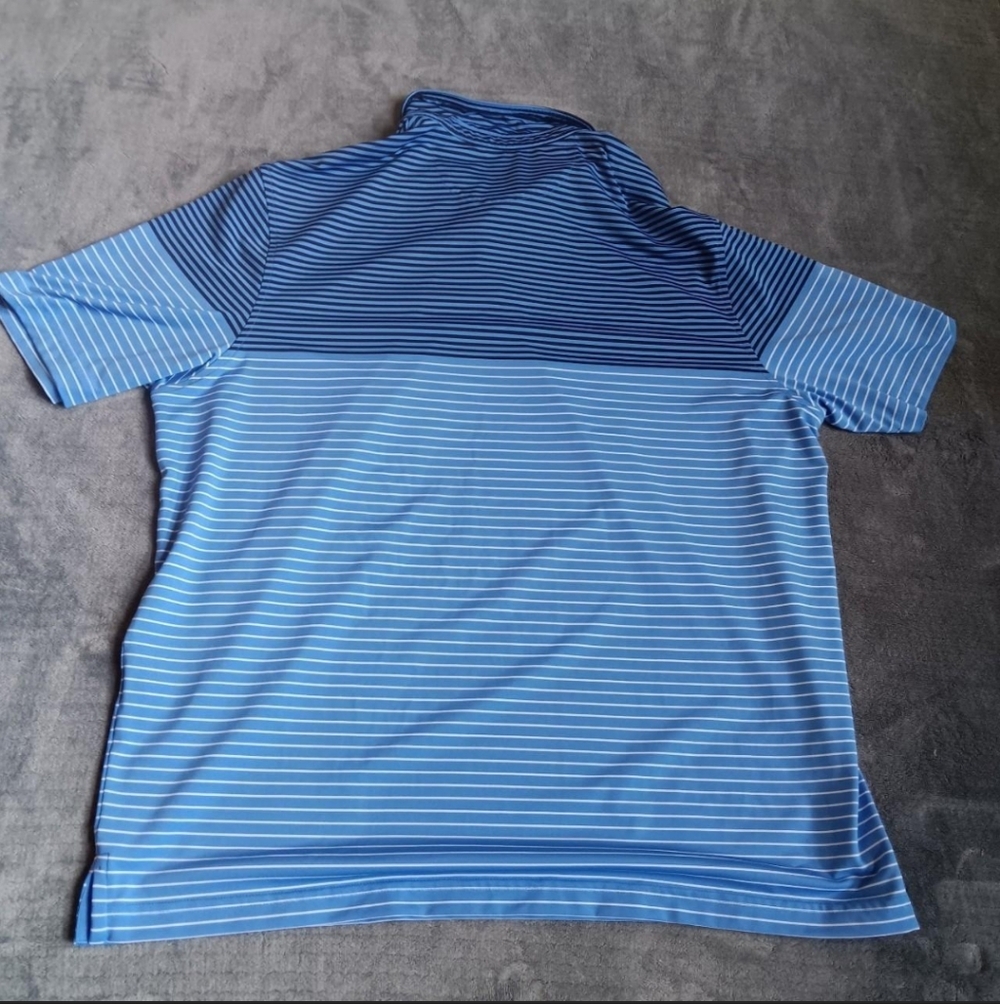Cremieux Performance Polo Shirt Mens Large Blue Stripe Active Wear Golf Casual - Picture 6 of 9